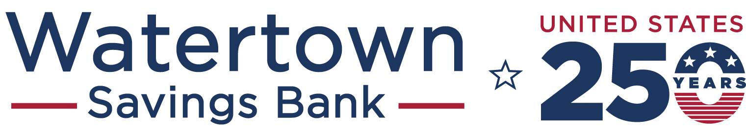 Watertown Savings Bank Logo with a America 250 logo