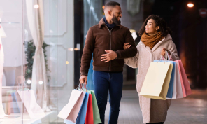 Couple shopping for gifts during the Holidays.