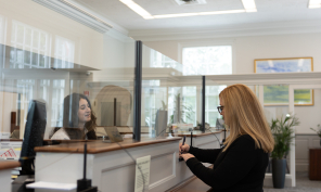WSB Customer making a transaction at the teller line.