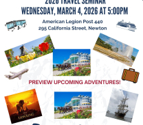 A poster showcasing a preview of upcoming Club 50 Trips.