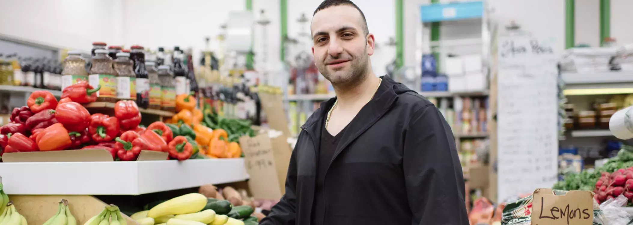 Business owner and WSB customer in his grocery store