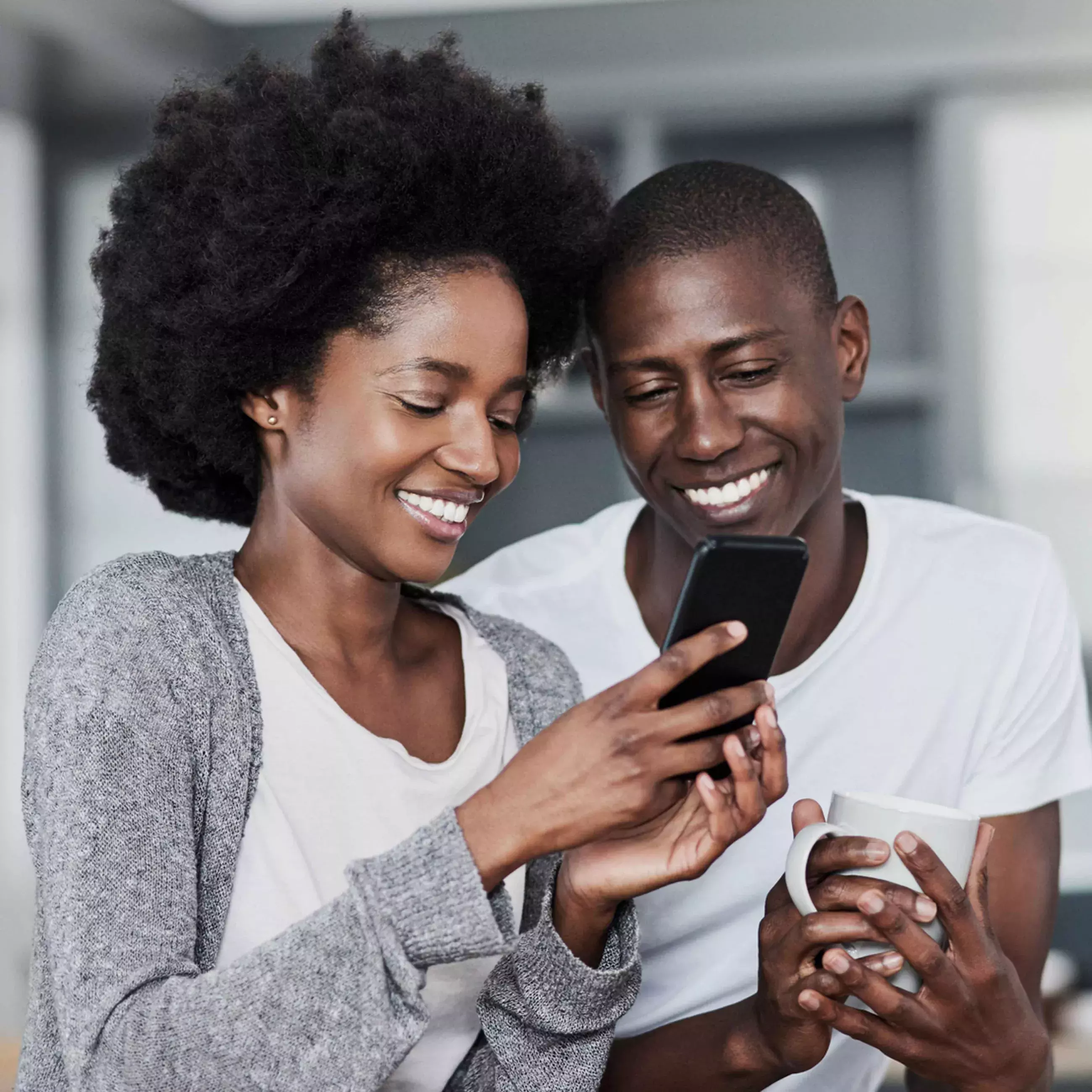 Couple on their mobile banking app