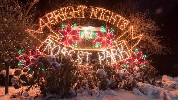 Holiday Merry Nights Forest Park signage